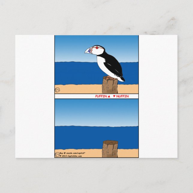 Puffin tecknad vykort (Framsida)