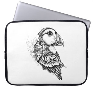 Puffin Vild Animal Nature Illustration Art Tattoo Laptop Fodral