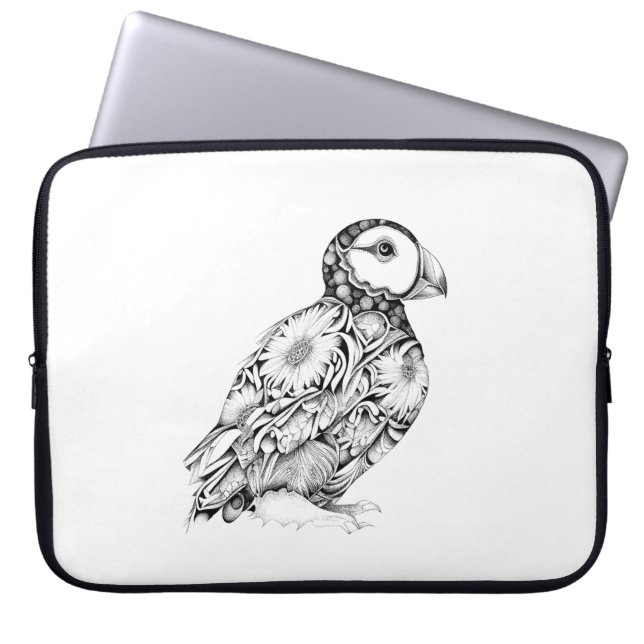 Puffin Vild Animal Nature Illustration Art Tattoo Laptop Fodral (Framsidan)