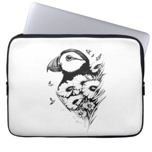Puffin Vild Animal Nature Illustration Art Tattoo Laptop Fodral