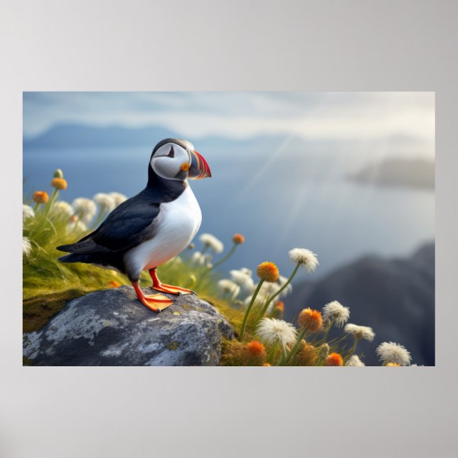 Puffin Vild Bird Animal Tranquil fredligt Poster (Framsidan)