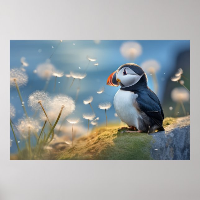 Puffin Vild Bird Animal Tranquil fredligt Poster (Framsidan)