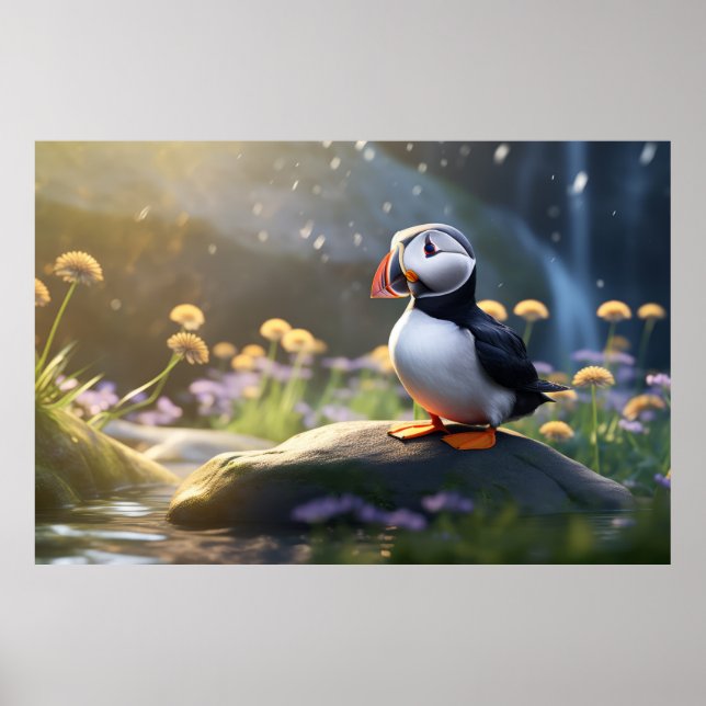 Puffin Vild Bird Animal Tranquil fredligt Poster (Framsidan)