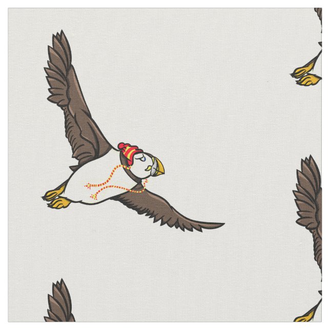 Puffin Wat A Knitted Hat Tyg (Närbild)