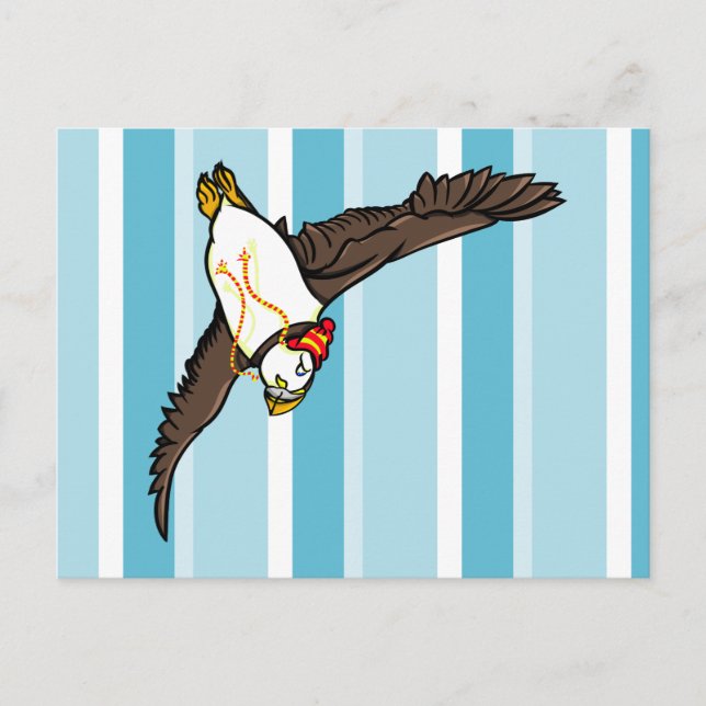 Puffin Wat A Knitted Hat Vykort (Framsida)