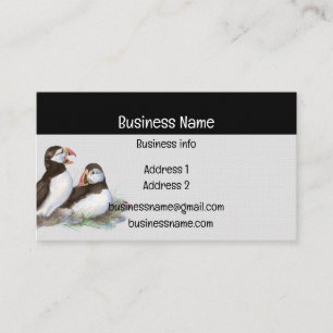 Puffin Watercolor BirdNature Wildlife Visitkort