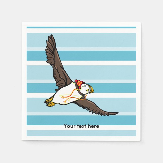 Puffin Wearing A wooly vinterhat Pappersservett (Framsidan)