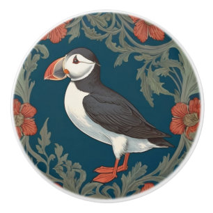 Puffin William Morris stil Lämnat Sea Marine Bird Knopp