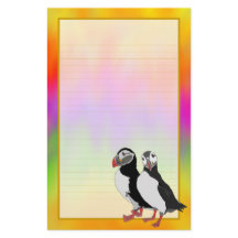 Puffinen parar den färgrika fodrad brevpapper för