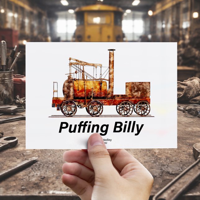 Puffing Billy ånglok på engelska Vykort (Puffing Billy Steam Train English Locomotive. Postcard)