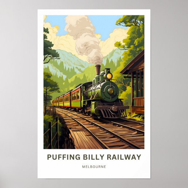 Puffing Billy Railway Melbourne Travel Print Poster (Framsidan)