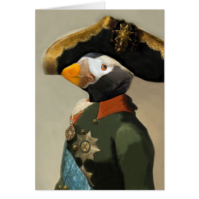 Puffinkejsaren - Anthropomorphic komposit Hälsningskort (Framsidan)