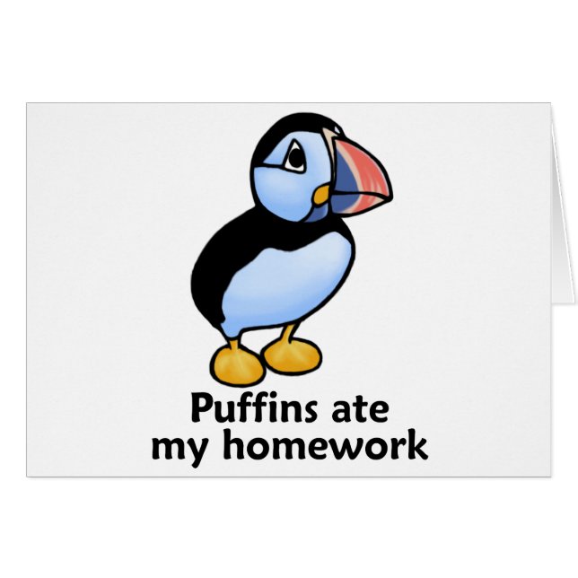 Puffins åt min läxa hälsningskort (Framsidan Horizontal)