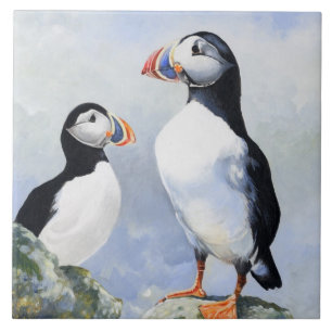Puffins belägger med tegel/Trivet Kakelplatta