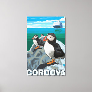 Puffins & Cruise Frakt - Cordova, Alaska Canvastryck