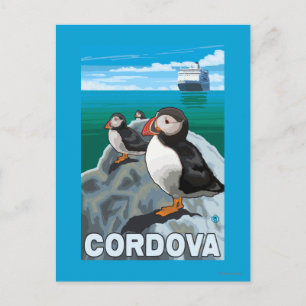 Puffins & Cruise Frakt - Cordova, Alaska Vykort