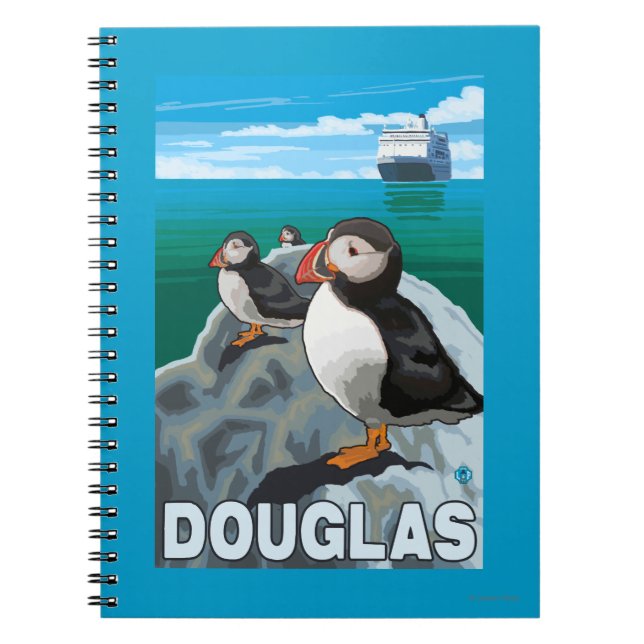 Puffins & Cruise Frakt - Douglas, Alaska Anteckningsbok Med Spiral (Framsidan)
