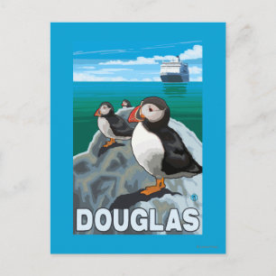 Puffins & Cruise Frakt - Douglas, Alaska Vykort