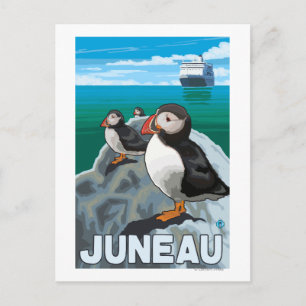Puffins & Cruise Frakt - Juneau, Alaska Vykort
