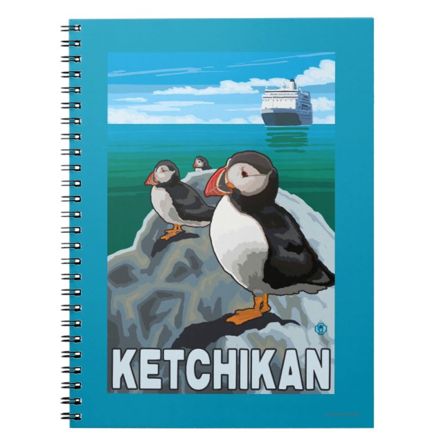 Puffins & Cruise Frakt - Ketchikan, Alaska Anteckningsbok (Framsidan)