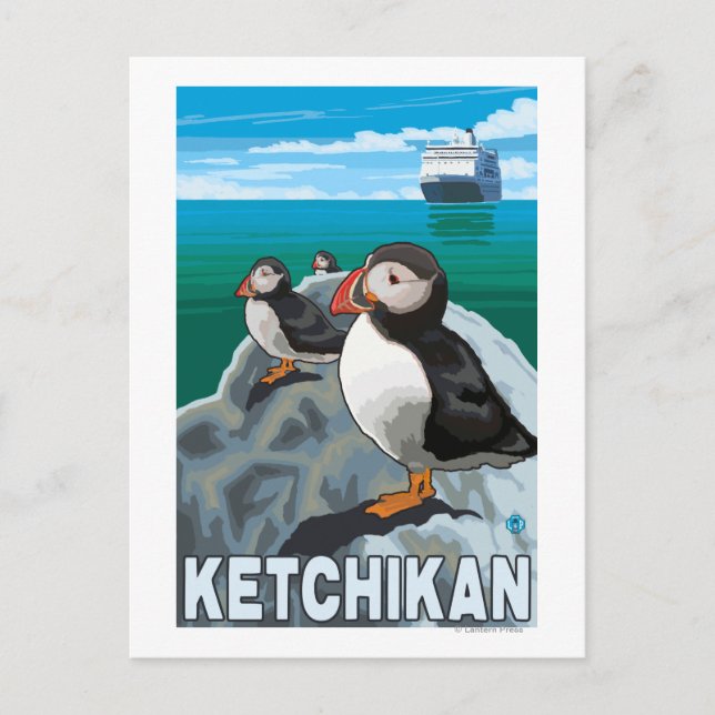 Puffins & Cruise Frakt - Ketchikan, Alaska Vykort (Framsida)