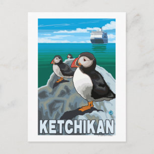 Puffins & Cruise Frakt - Ketchikan, Alaska Vykort