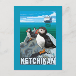 Puffins & Cruise Frakt - Ketchikan, Alaska Vykort