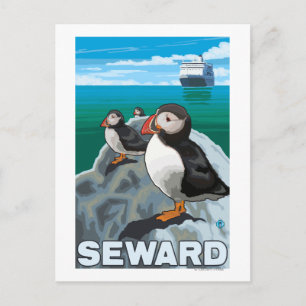Puffins & Cruise Frakt - Seward, Alaska Vykort