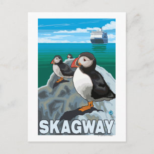Puffins & Cruise Frakt - Skagway, Alaska Vykort