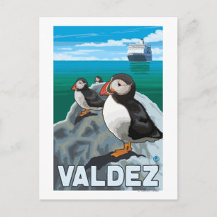 Puffins & Cruise Frakt - Valdez, Alaska Vykort