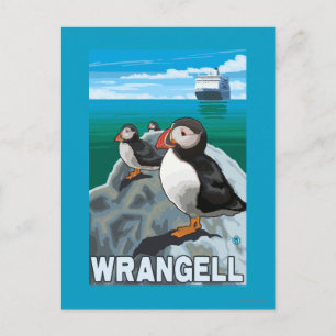 Puffins & Cruise Frakt - Wrangell, Alaska Vykort