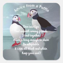 Puffins Design Fyrkantigt Klistermärke