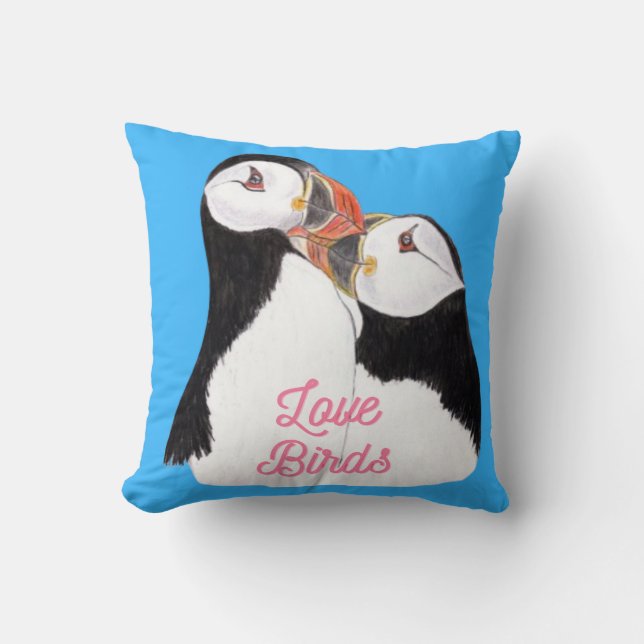 Puffins i kärlek kudde (Framsida)