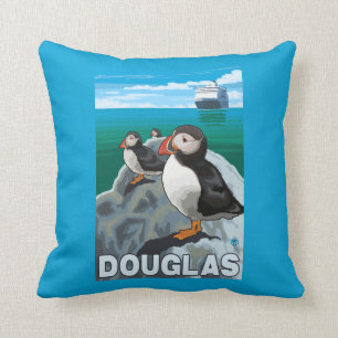 Puffins & kryssningfrakt - Douglas, Alaska Kudde