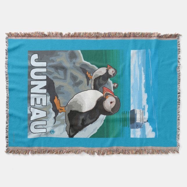 Puffins & kryssningfrakt - Juneau, Alaska Filt (Framsidan)