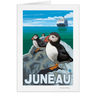 Puffins & kryssningfrakt - Juneau, Alaska Hälsningskort