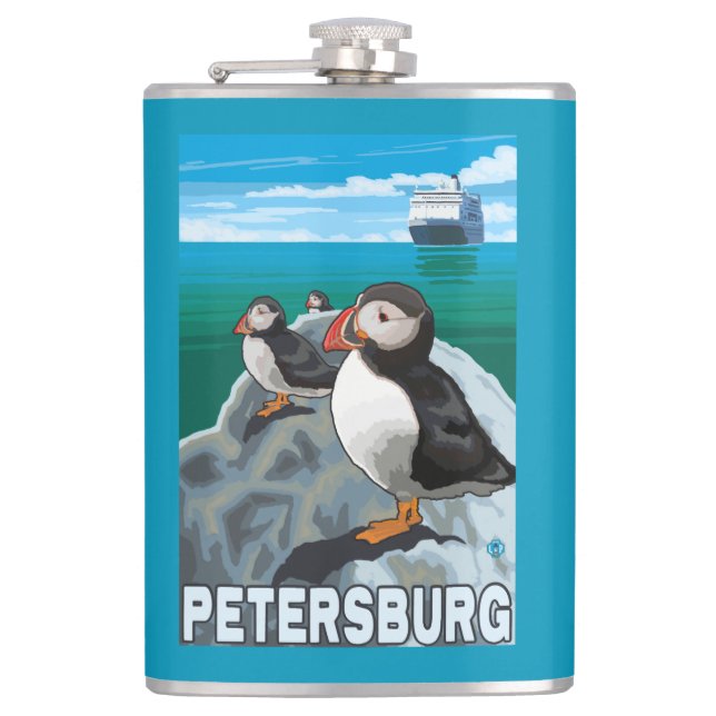 Puffins & kryssningfrakt - Petersburg, Alaska Fickplunta (Framsidan)