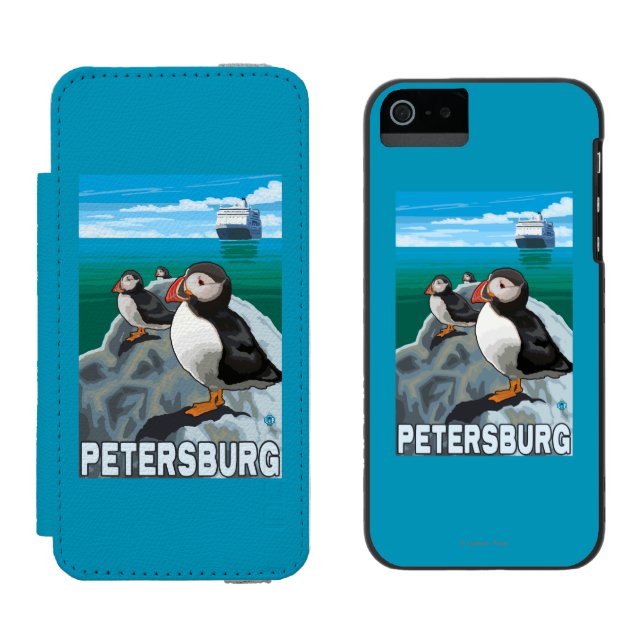 Puffins & kryssningfrakt - Petersburg, Alaska Incipio iPhone Wallet Skal (Sida vid Sida)