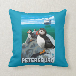 Puffins & kryssningfrakt - Petersburg, Alaska Kudde