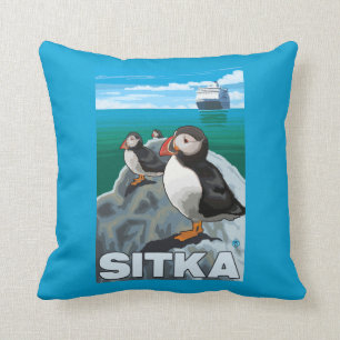 Puffins & kryssningfrakt - Sitka, Alaska Kudde