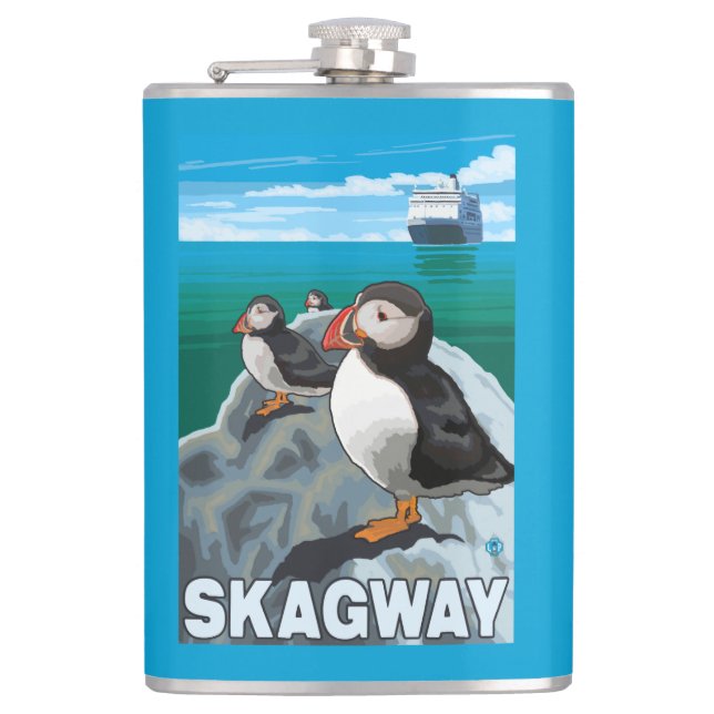 Puffins & kryssningfrakt - Skagway, Alaska Fickplunta (Framsidan)