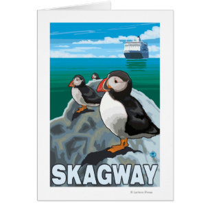 Puffins & kryssningfrakt - Skagway, Alaska Hälsningskort