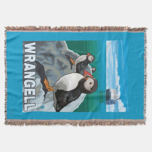 Puffins & kryssningfrakt - Wrangell, Alaska Filt (Framsidan)