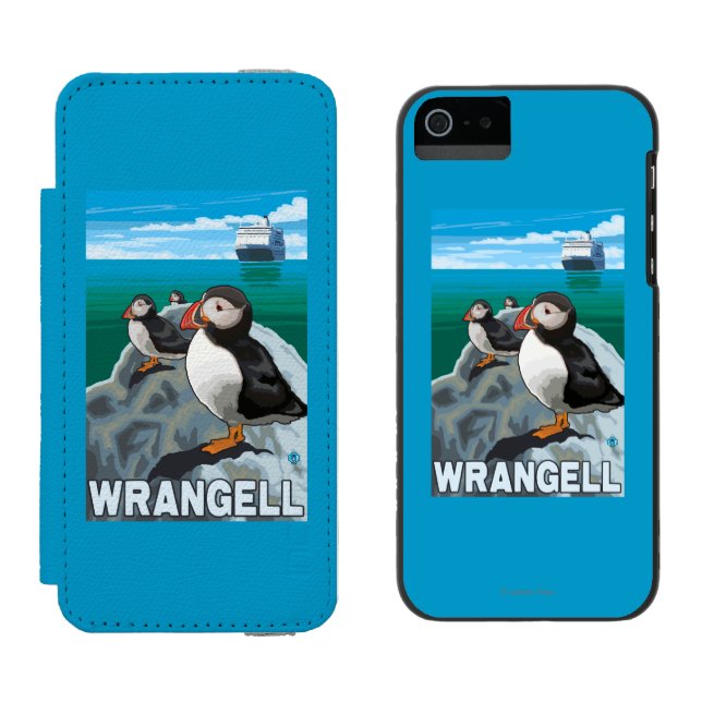 Puffins & kryssningfrakt - Wrangell, Alaska Incipio iPhone Wallet Skal (Sida vid Sida)