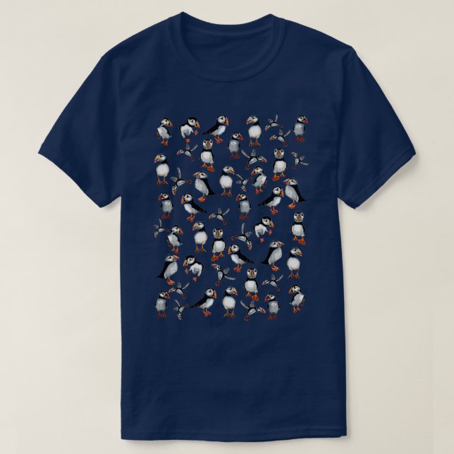 Puffins Mönster T Shirt (Design framsida)