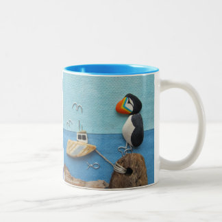 Puffins - mugg för strandkonstCollage