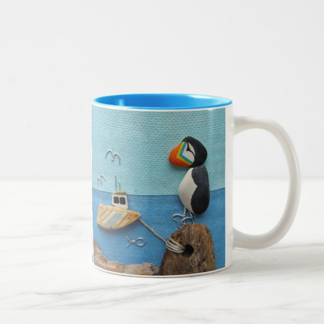 Puffins - mugg för strandkonstCollage (Höger)