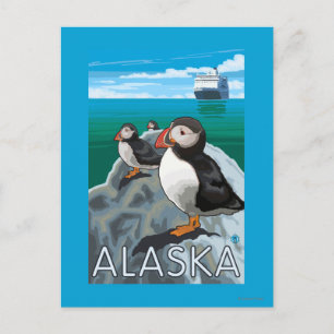 Puffins tittar på en kryssad Frakt Vykort