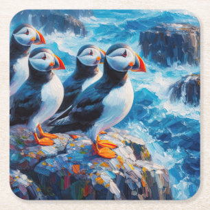 Puffins Underlägg Papper Kvadrat