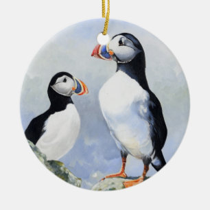 Puffinsprydnad Julgransprydnad Keramik
